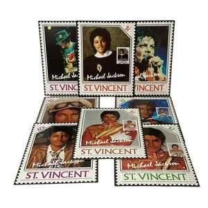 🦄 St. Vincent 1985 Commemorative Michael Jackson Collectible Stamp/Postcard Set